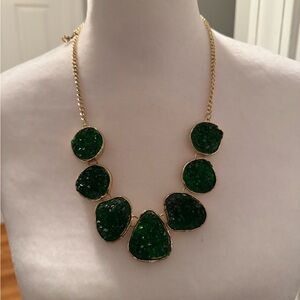 Chic Gold Necklace with Green Accents